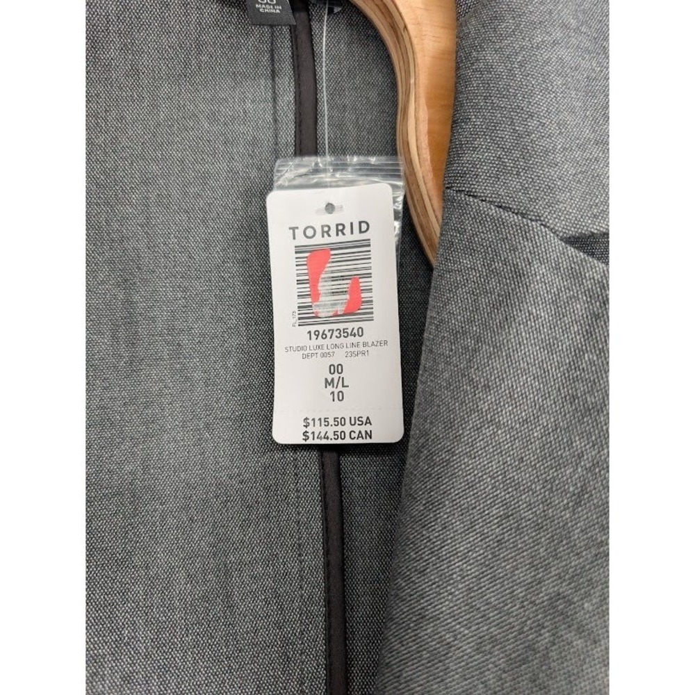 Torrid Studio Luxe Longline Blazer Jacket Gray Career Stretch Women 00 NWT - Picture 5 of 7